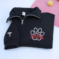 Custom Veterinarian Embroidered Quarter Zip Sweatshirt with Paw and Name on Chest, Veterinarian Graduation Gifts
