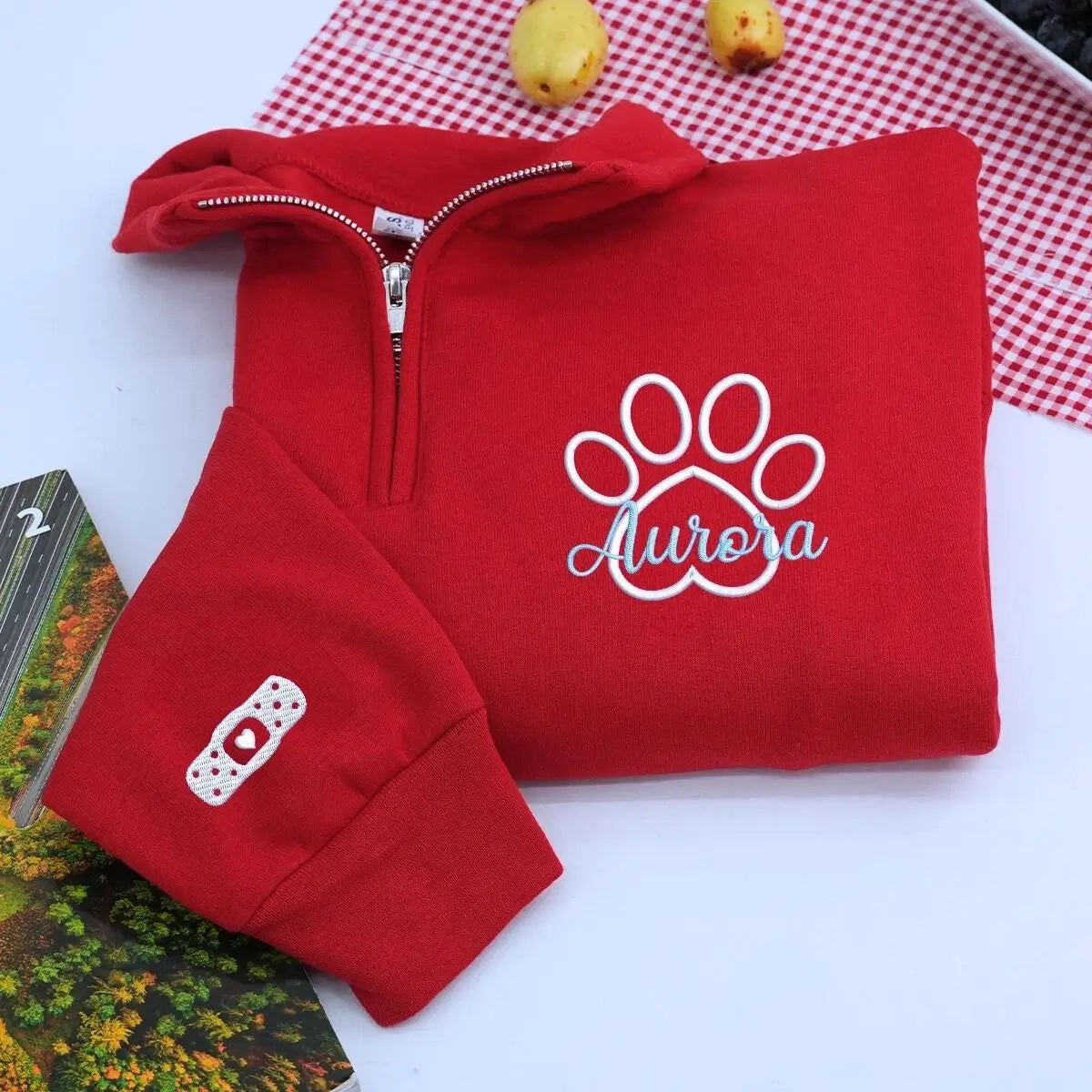 Custom Veterinarian Embroidered Quarter Zip Sweatshirt with Paw and Name on Chest, Veterinarian Graduation Gifts