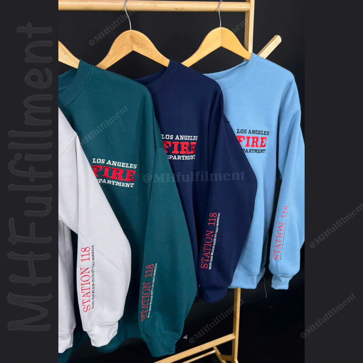 Embroidered 9-1-1 TV Show Fire Department Crewneck Sweatshirt, Cozy Unisex Apparel, Station 118, Los Angeles Firefighter Gift