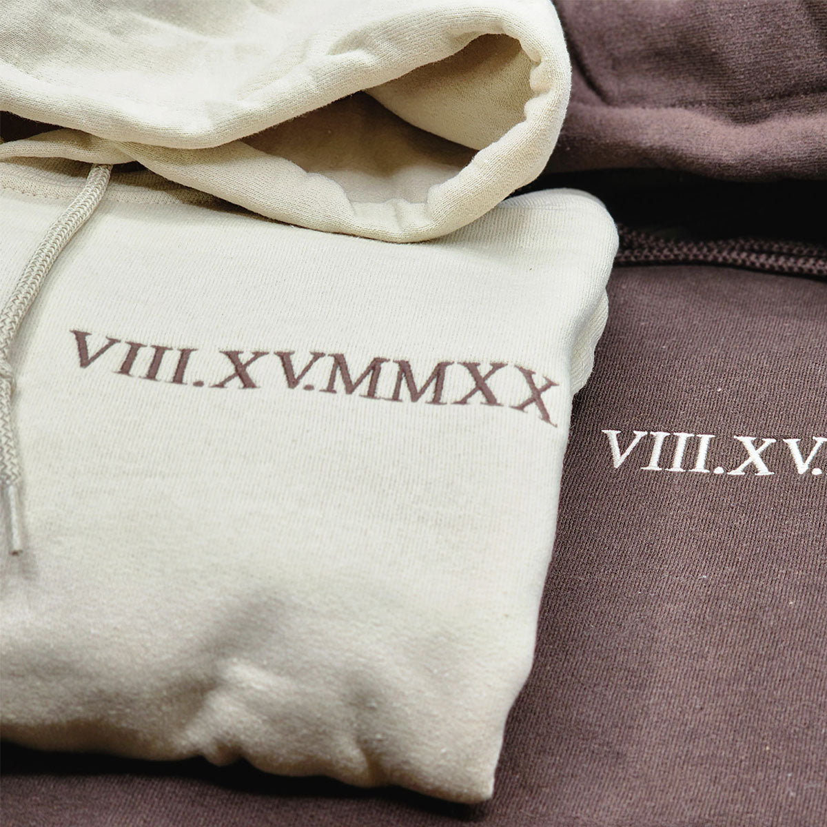 Custom Anniversary Gift for Couple with Embroidered Roman Numeral and Portrait Photo on Sweatshirt or Hoodie
