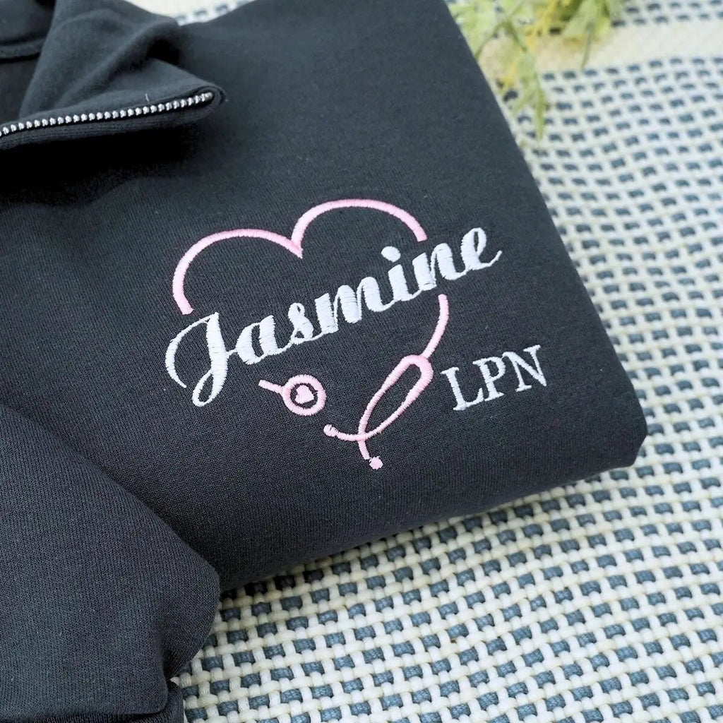 Personalized Embroidered Nurse Quarter Zip Sweatshirt, Nurse Graduation Gift