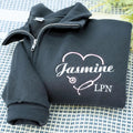 Personalized Embroidered Nurse Quarter Zip Sweatshirt, Nurse Graduation Gift