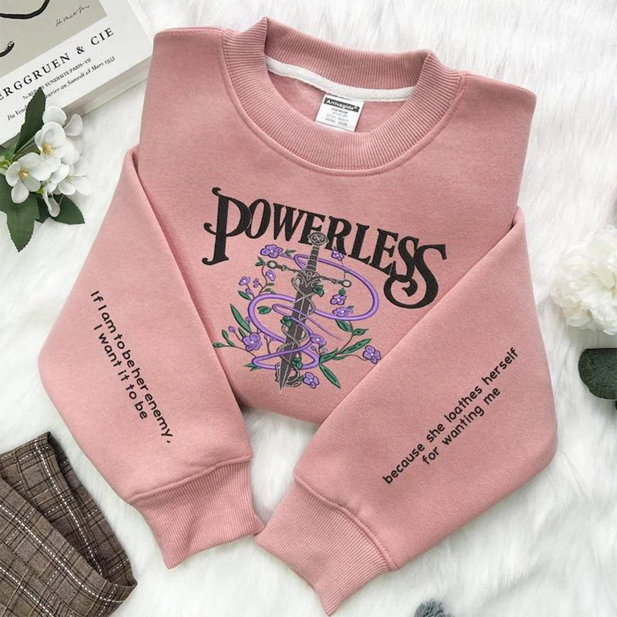 Embroidered Powerless Sweatshirt | Powerless Series Merch Hoodie | Lauren Roberts Bookish Apparel