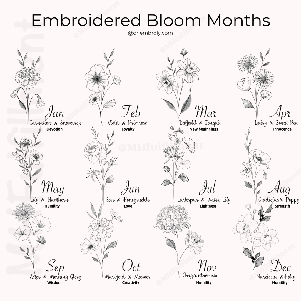 Custom Embroidered Flower Shirt, Personalized Birth Month or Favorite Flower Design