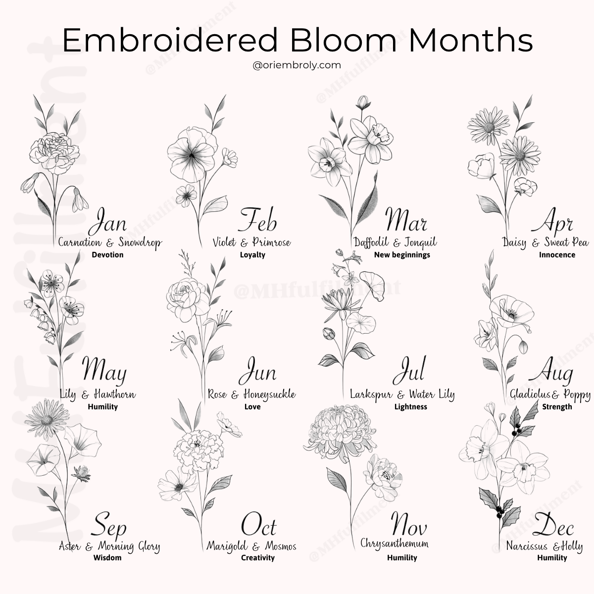 Custom Embroidered Flower Shirt, Personalized Birth Month or Favorite Flower Design