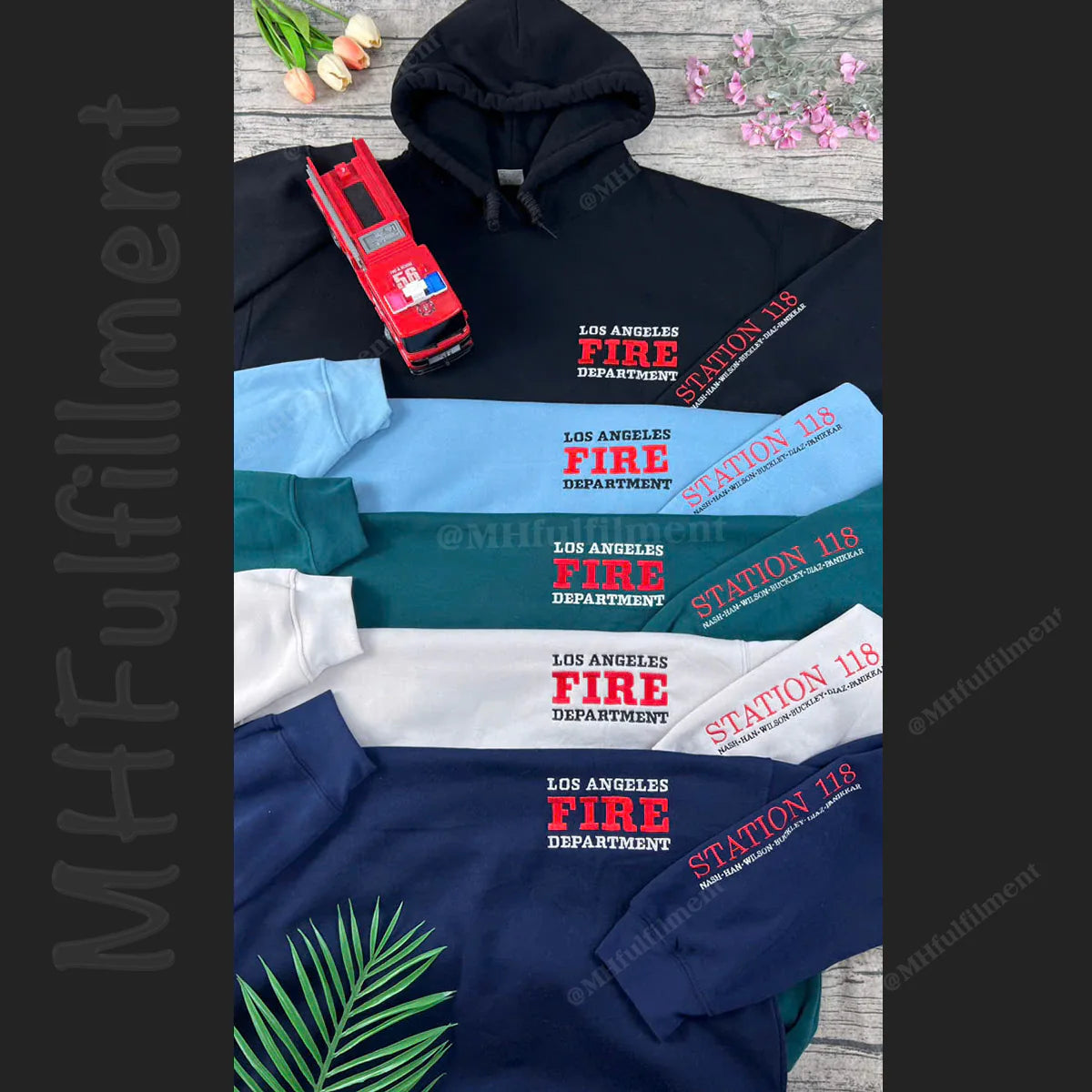 Embroidered 9-1-1 TV Show Fire Department Crewneck Sweatshirt, Cozy Unisex Apparel, Station 118, Los Angeles Firefighter Gift