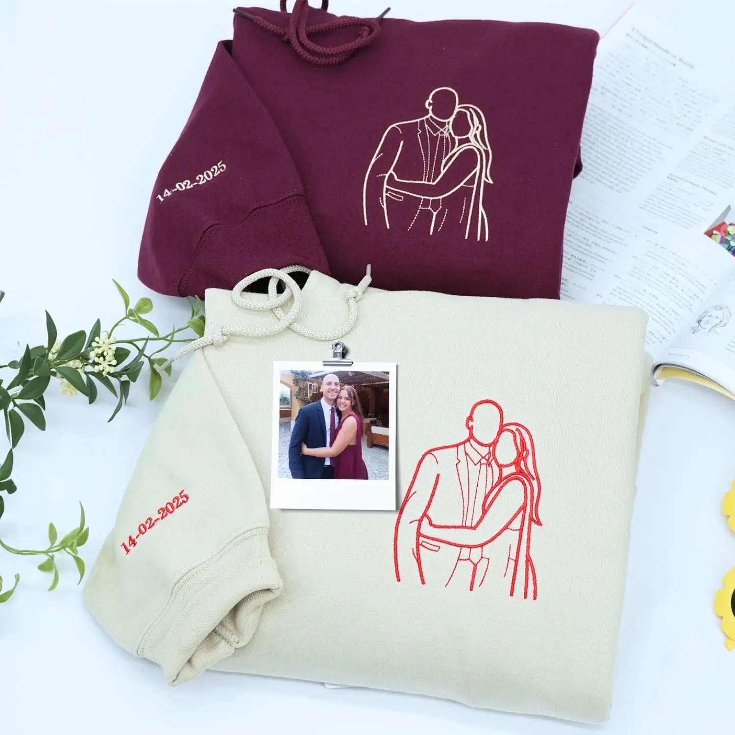 Custom Favorite Song with Your Photo Portrait Sweatshirt or Hoodie, Embroidered Gift for Him Her