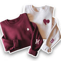 Matching Puzzle Heart Embroidered Crewneck Set for Couples