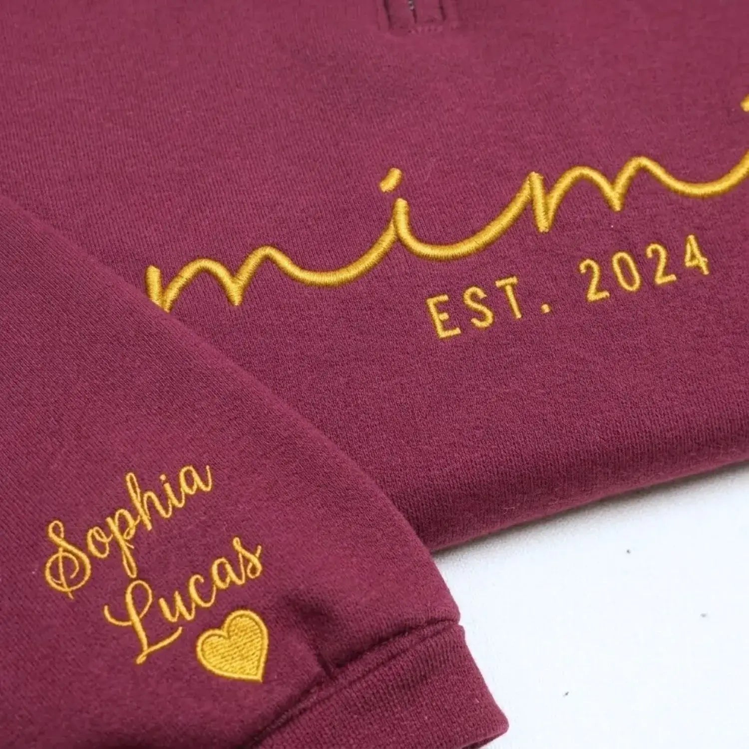Custom Embroidered Mimi Quarter Zip Sweatshirt with Kids Name, Personalized Gift for Mimi from Grandkids