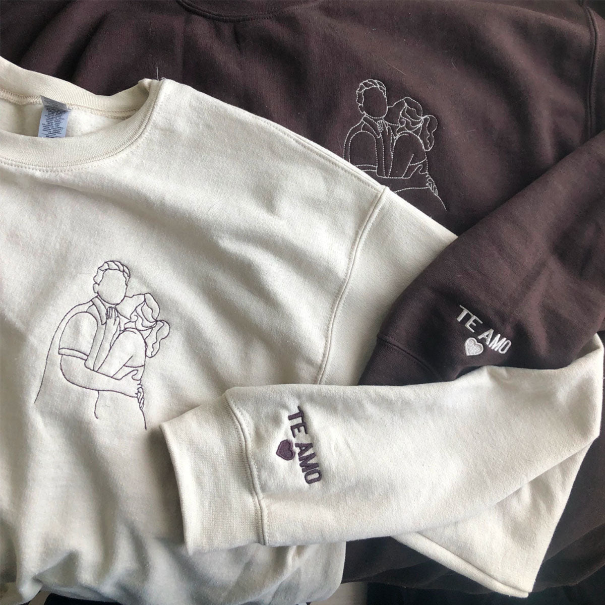 Custom Photo on Hoodie, Outline Photo Sweatshirt Embroidered