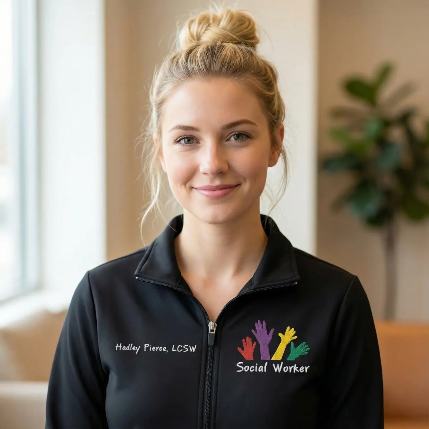 Personalized Social Worker Jacket with Name & Title – Embroidered Gift for MSWs & LCSWs