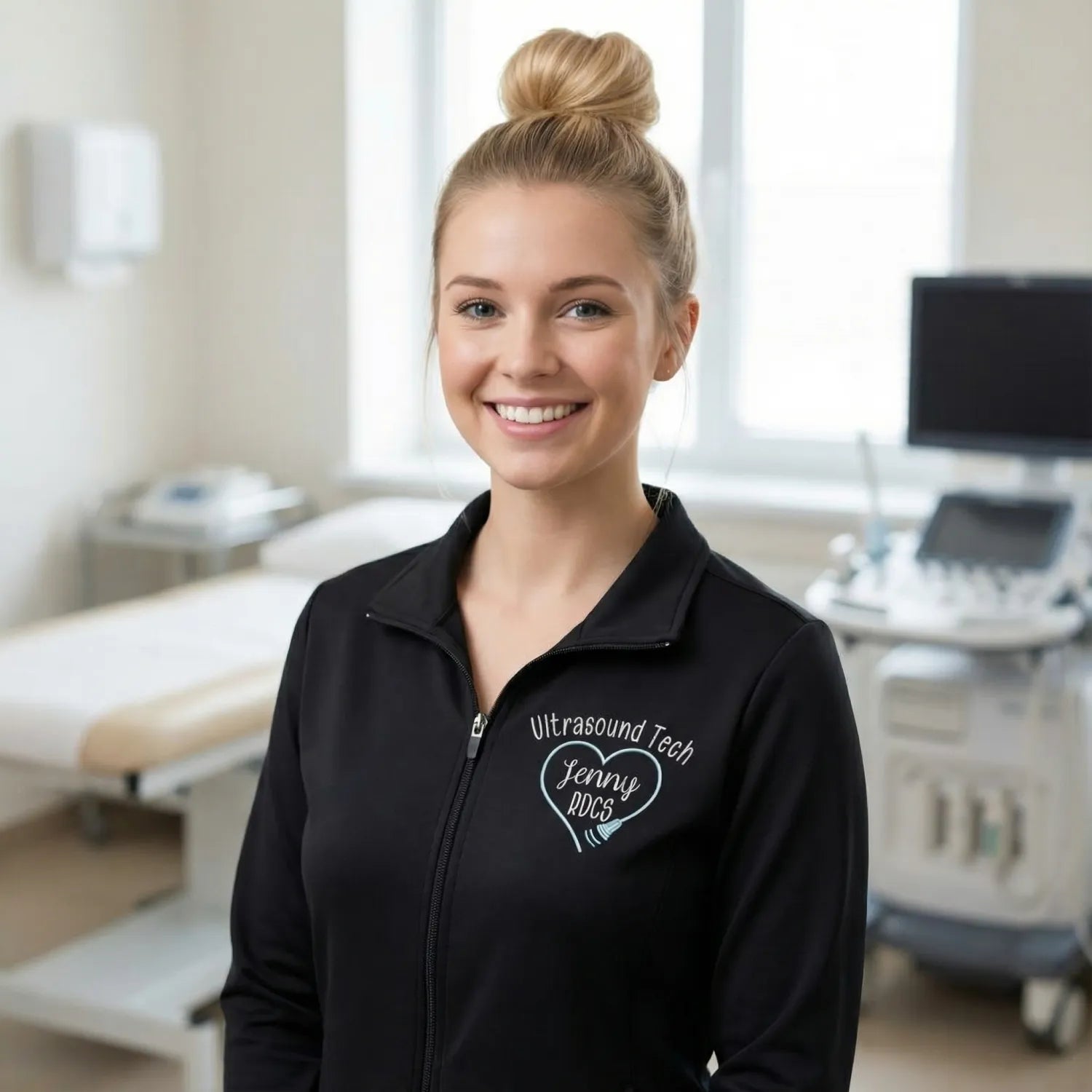 Personalized Ultrasound Tech Jacket with Name & Title – Embroidered Gift for Proud Sonographers