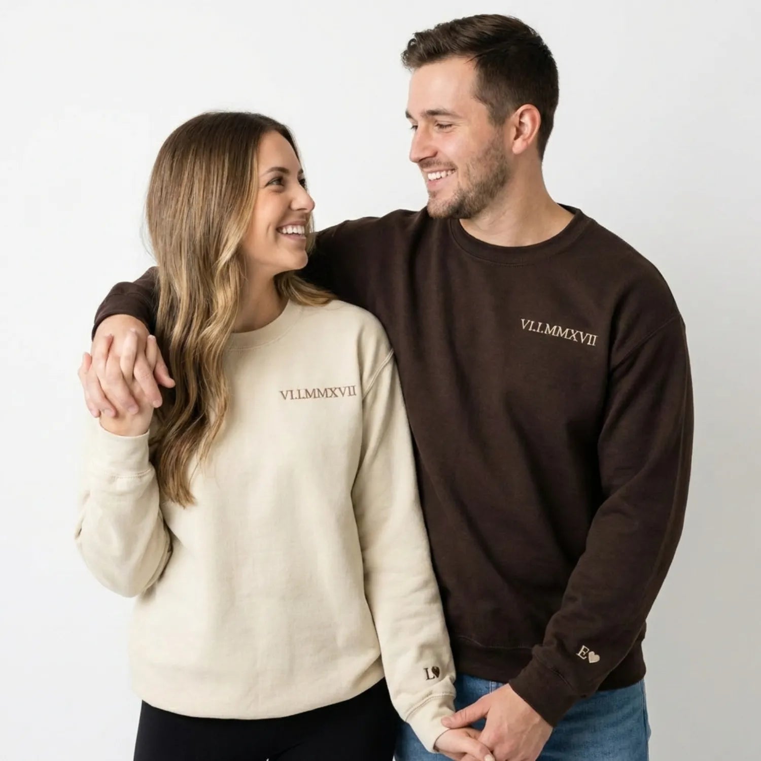 Custom Embroidered Initial Heart Sweatshirt or Hoodie, Personalized Couple Gift, Wedding & Valentine’s Day Gift