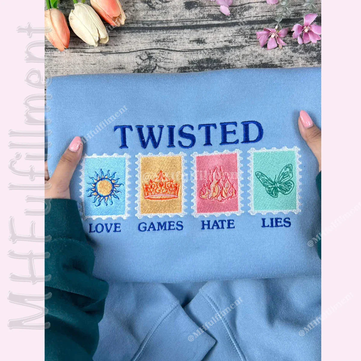 Twisted Love Embroidered Sweatshirt – Bookish Gift for Romance Readers, Ana Huang Merch, Glitter Twisted Series Fan Hoodie