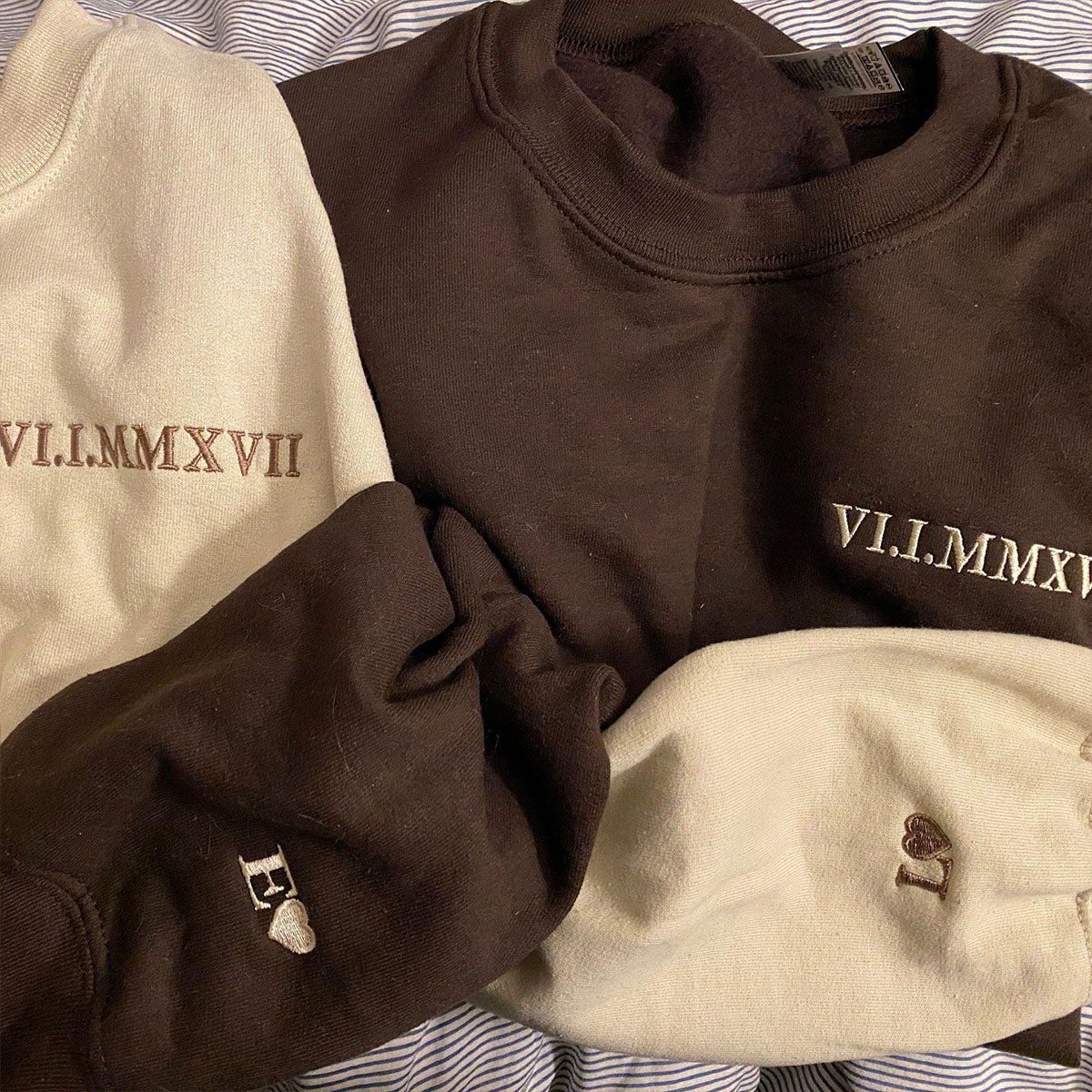 Custom Embroidered Initial Heart Sweatshirt or Hoodie, Personalized Couple Gift, Wedding & Valentine’s Day Gift