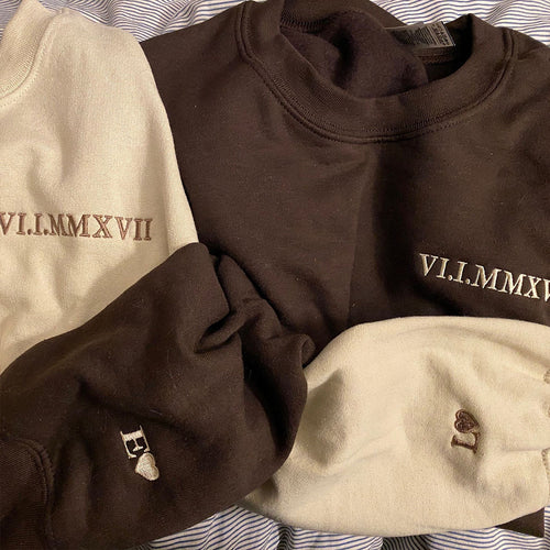 Custom Embroidered Initial Heart Sweatshirt or Hoodie, Personalized Couple Gift, Wedding & Valentine’s Day Gift