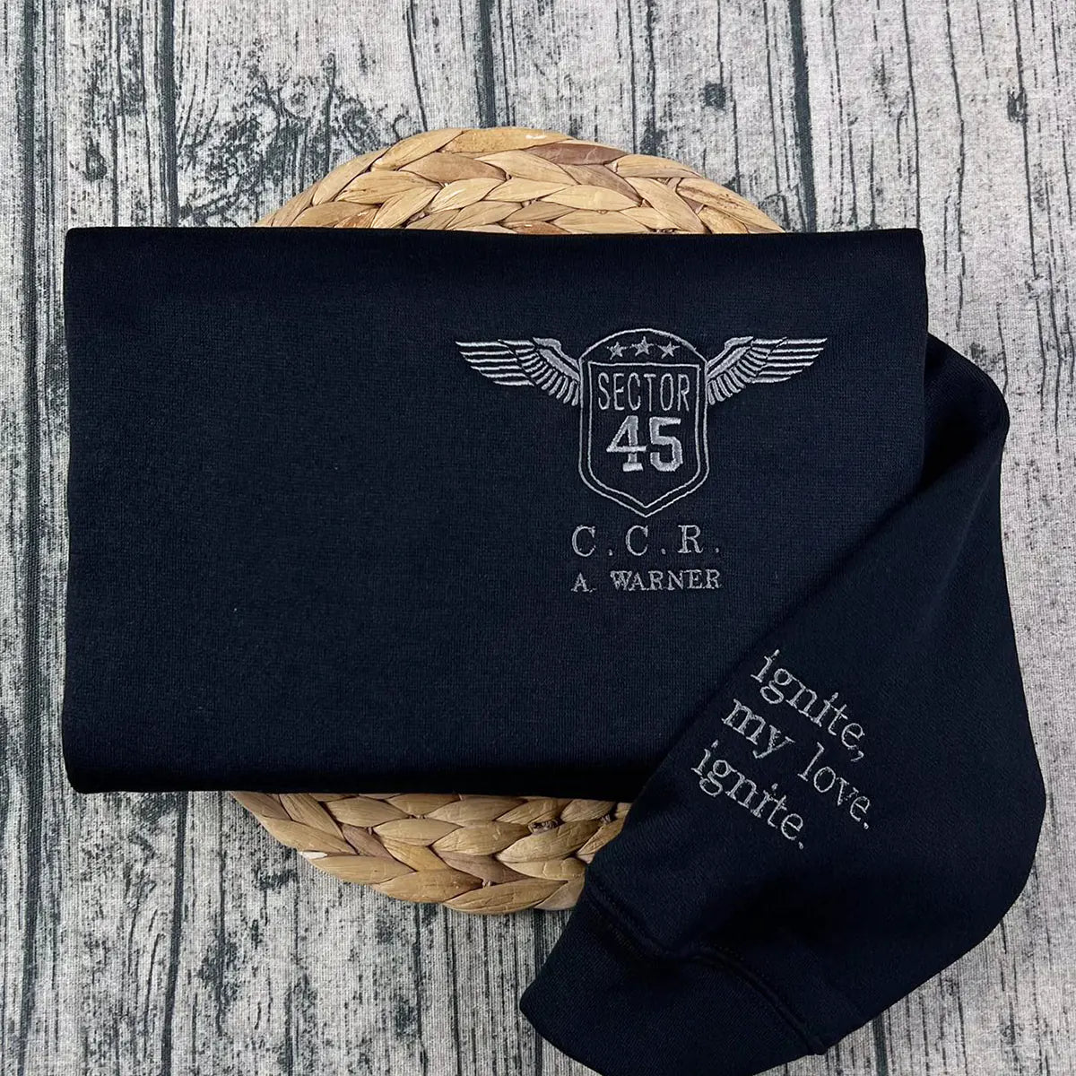 The Shatter Me Crewneck | Custom Embroidered Kishimoto Sector 45 Uniform Sweatshirt | Hell Is Empty Shirt | A Warner Sweatshirt | Book Lover Apparel