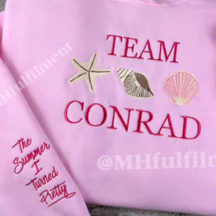 The Summer I Turned Embroidered Sweatshirt, Team Conrad Embroidered Shirt, Team Jeremiah, Tsitp Season 3, Cousins Beach Embroidery Sweatshirt