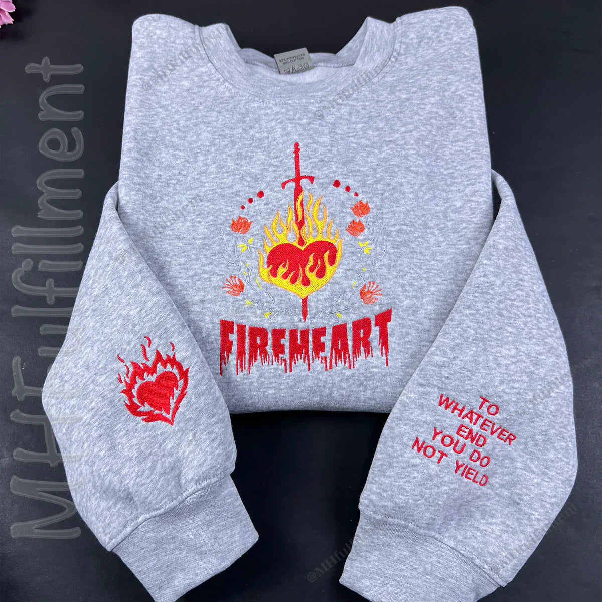 Fireheart Embroidered Sweatshirt – Throne of Glass Hoodie – To Whatever End – You Do Not Yield – Bookish Gift for SJM Fans