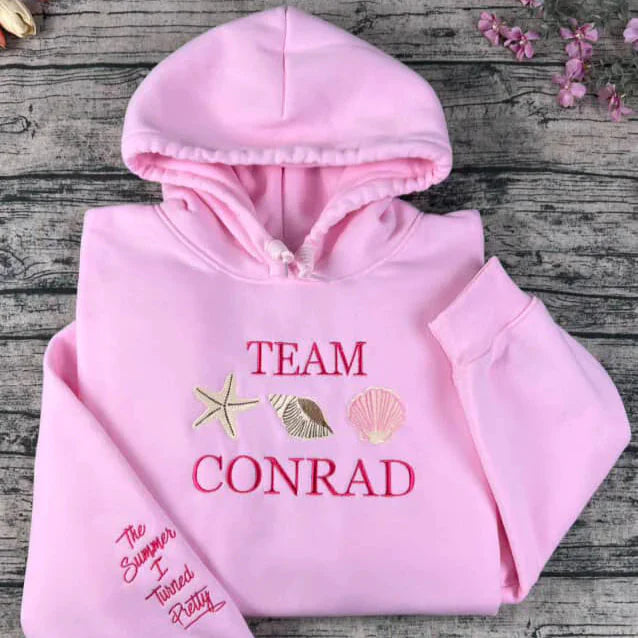The Summer I Turned Embroidered Sweatshirt, Team Conrad Embroidered Shirt, Team Jeremiah, Tsitp Season 3, Cousins Beach Embroidery Sweatshirt