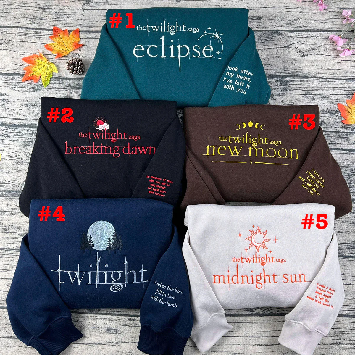 Twilight Embroidered Sweatshirt - Edward Cullen, Twilight Saga, New Moon, Eclipse, Breaking Dawn, Bookish Merch, Twilight Merch