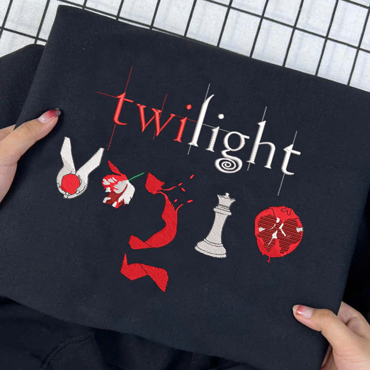 Twilight-Inspired Embroidered Sweatshirt | Book Cover Aesthetic Crewneck | Literary Sweatshirt | Twilight Book Merch