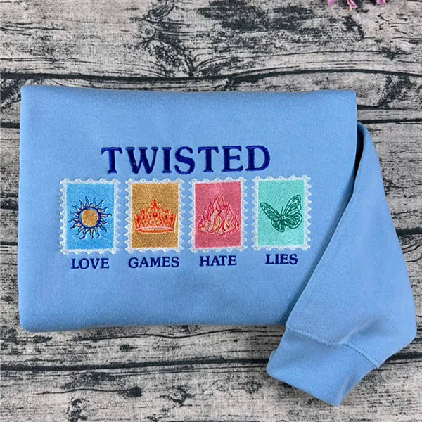 Twisted Love Embroidered Sweatshirt – Bookish Gift for Romance Readers, Ana Huang Merch, Glitter Twisted Series Fan Hoodie